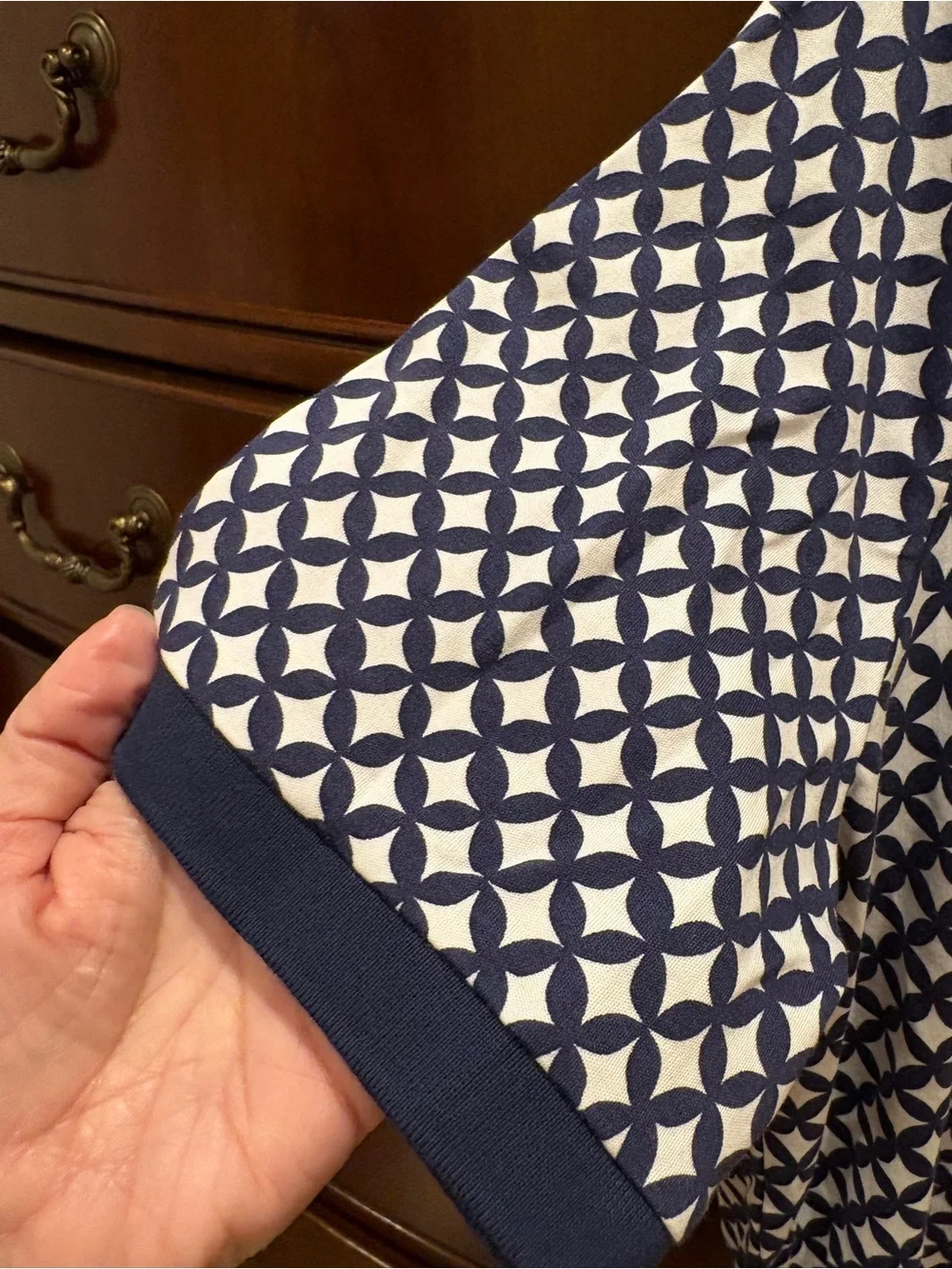 Ralph Lauren Navy and White Geometric Polo